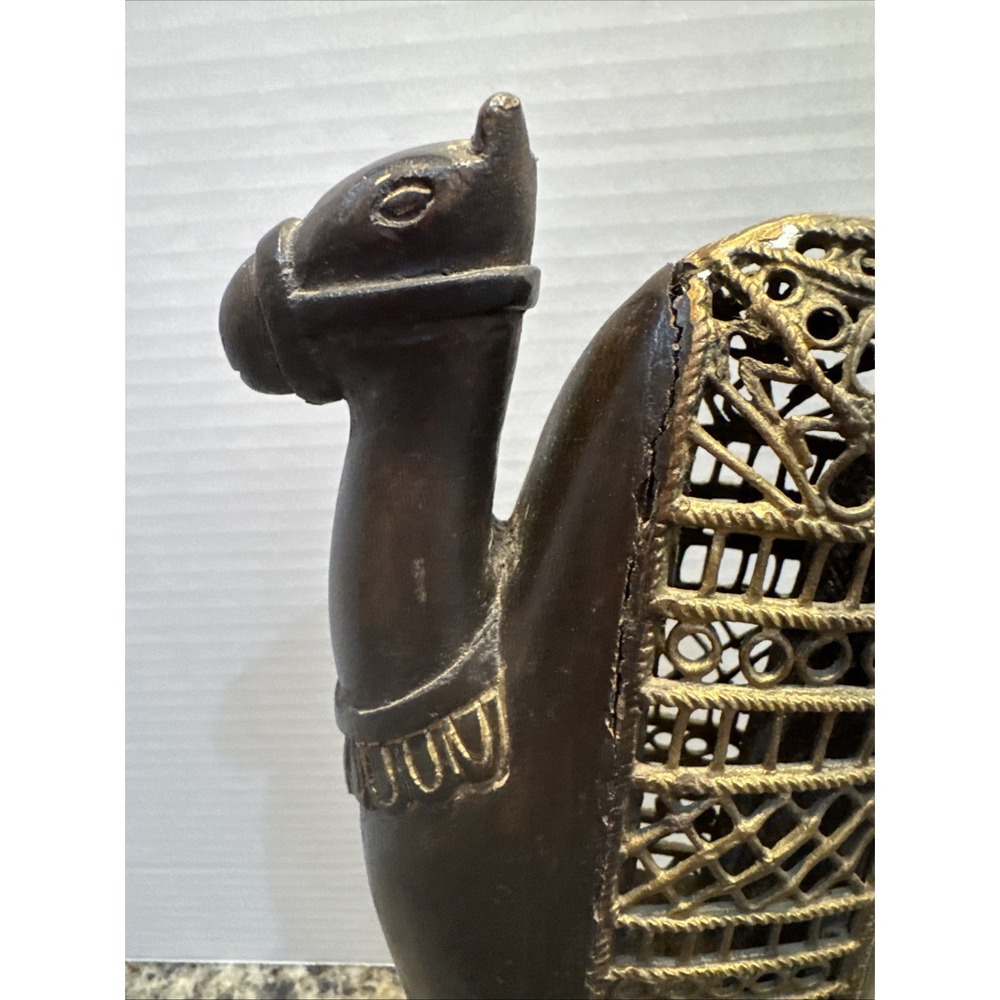 Vintage Handcrafted Wood Camel With Embossed Metal Body Plate‎ 12" Tall - Picture 4 of 7